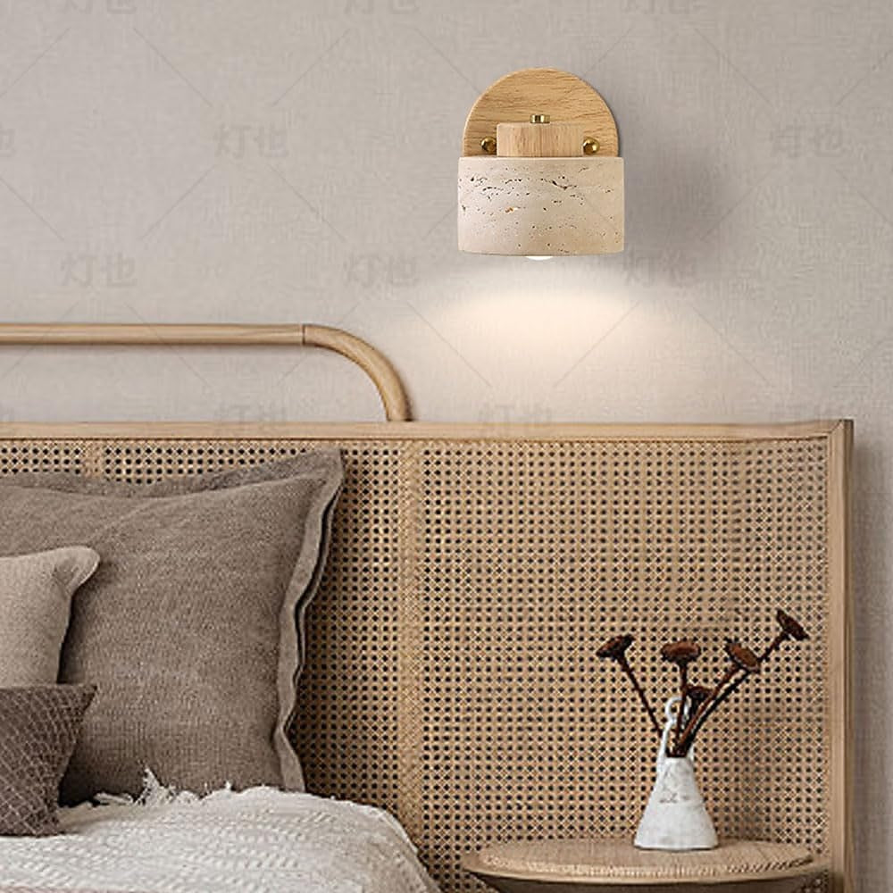 Wabi-Sabi Travertine Cylinder Wall Light