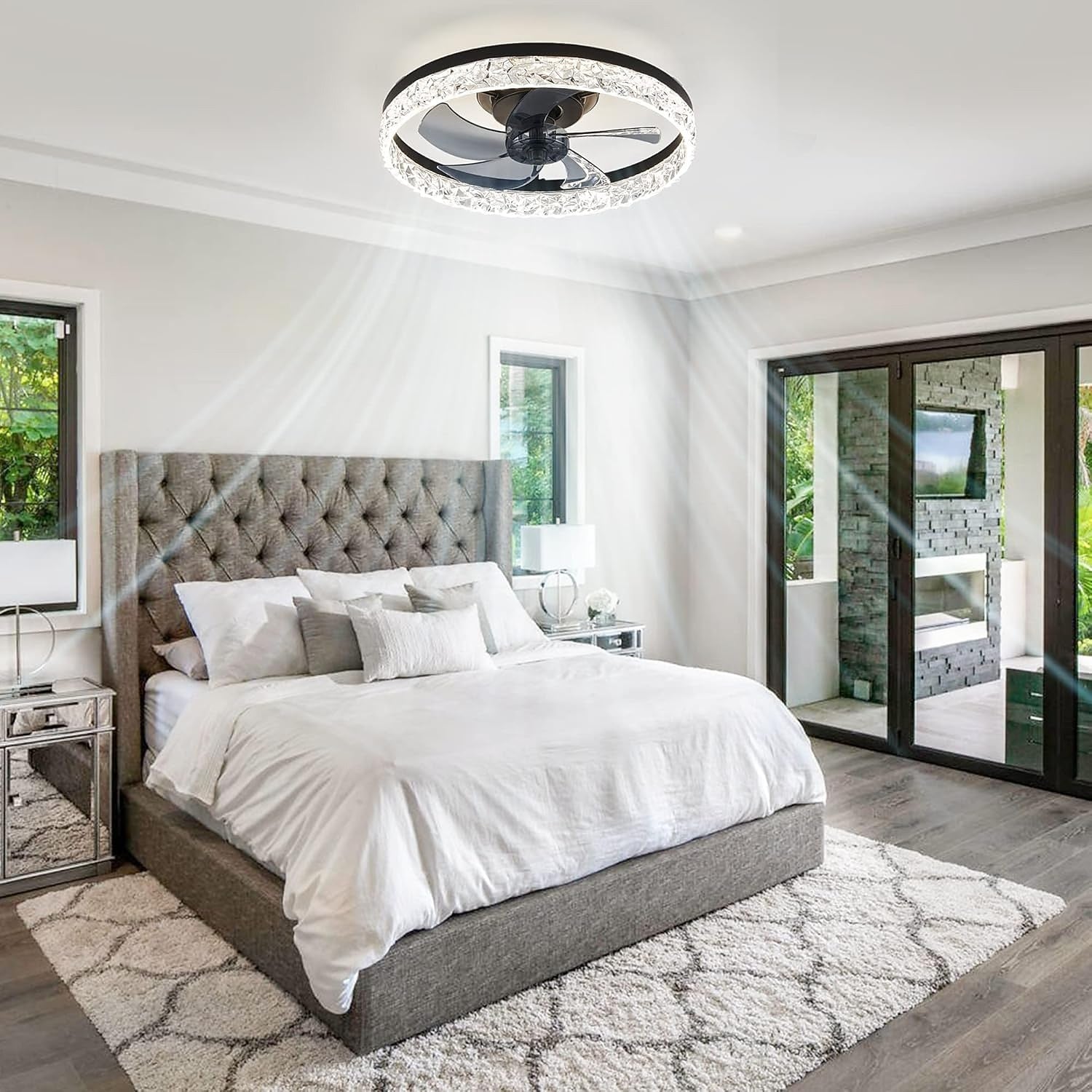 Modern Metal Ring-Fan Ceiling Fan Light
