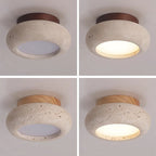 Wabi-Sabi Travertin-Trommel-Deckenleuchte