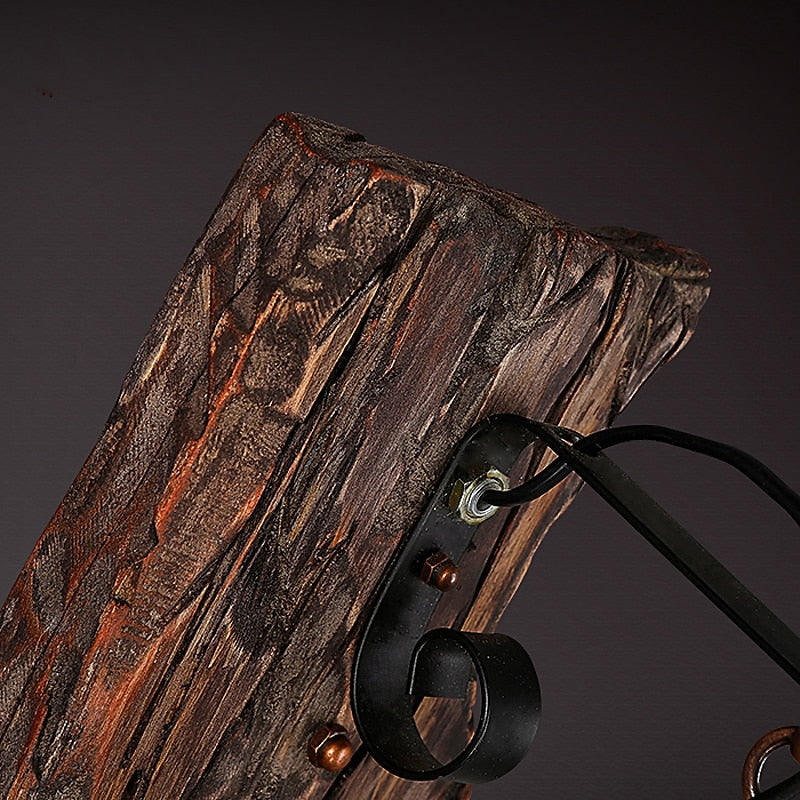 Industrial Wood Lantern Wall Light
