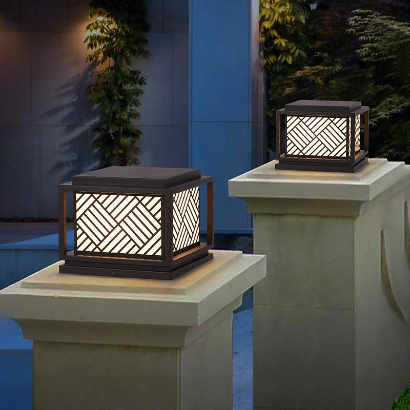 Modern Metal Square Post Light