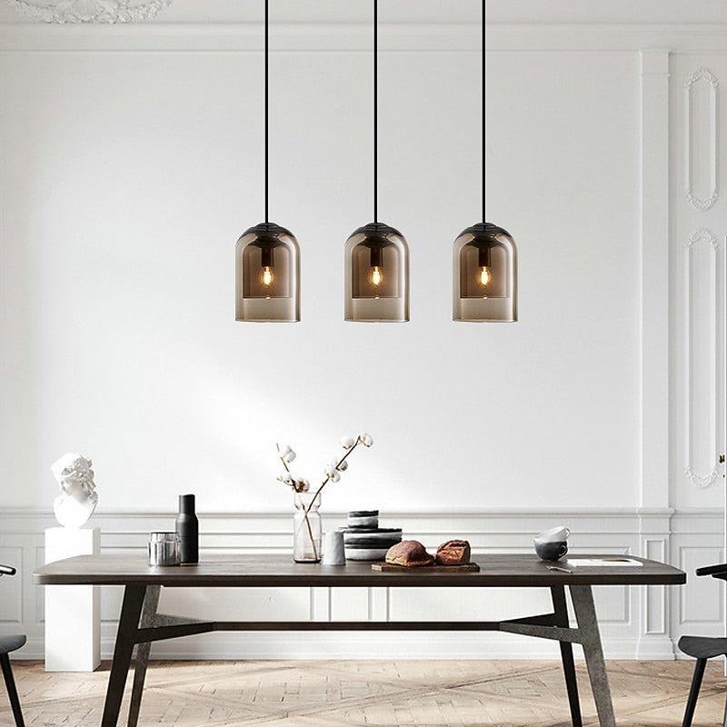 Modern Glass Cylinder Pendant Light
