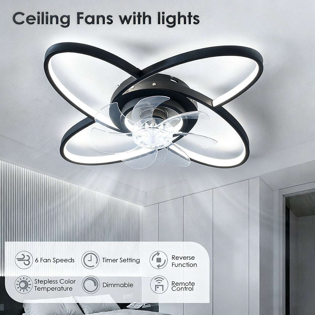 Modern Metal Ring-Fan Ceiling Fan Light