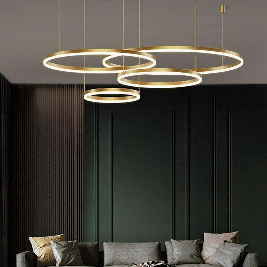 Modern Metal Ring-Cluster Pendant Light