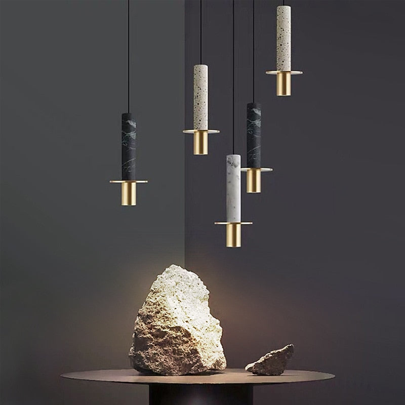Modern Marble Cylinder Pendant Light