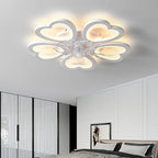 Plafonnier ventilateur de plafond moderne en métal avec pales en forme de fleur