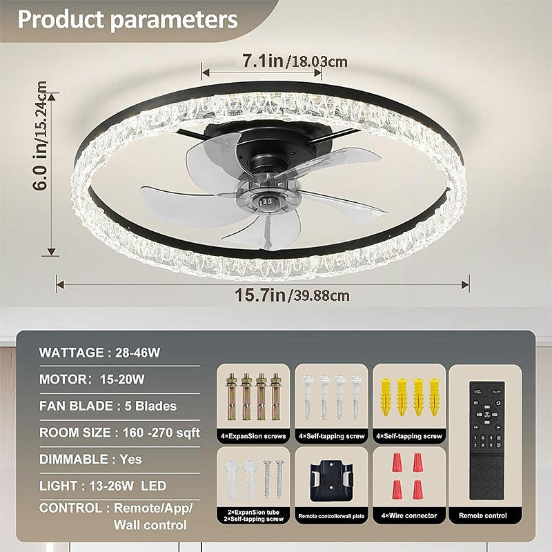 Modern Metal Ring-Fan Ceiling Fan Light