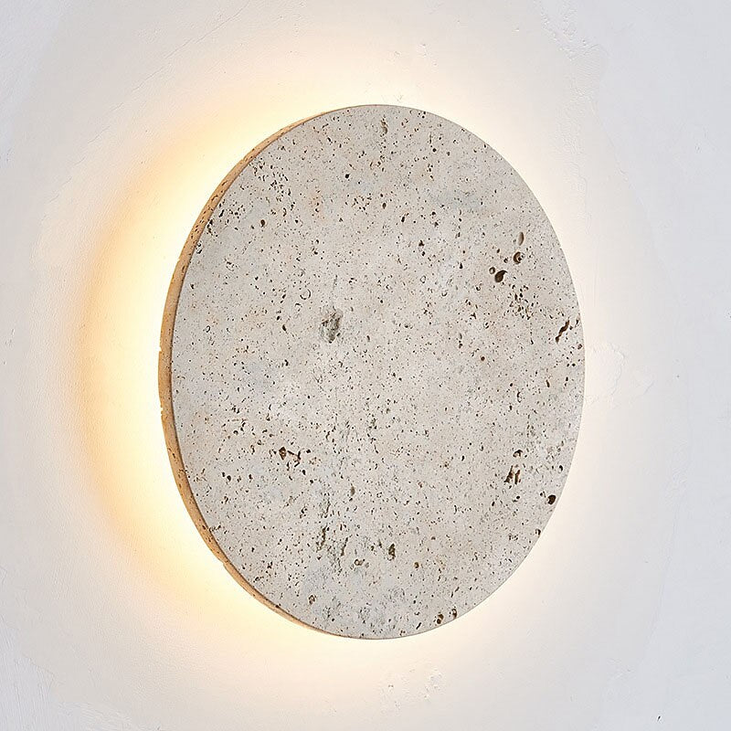 Wabi-Sabi Travertine Disc Wall Light