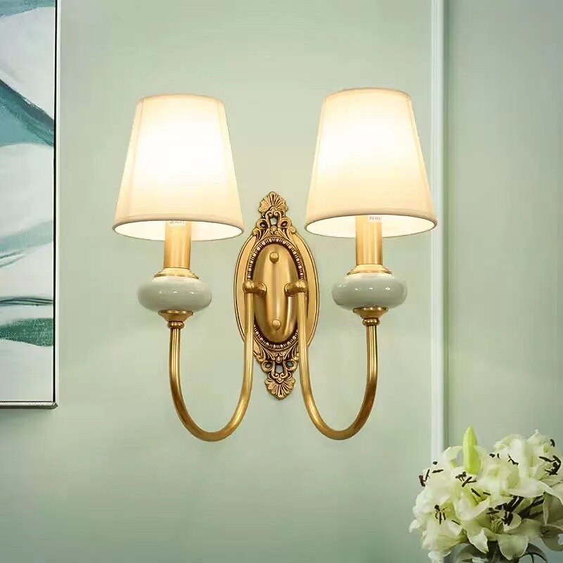 Vintage Fabric Double-Arm Wall Light