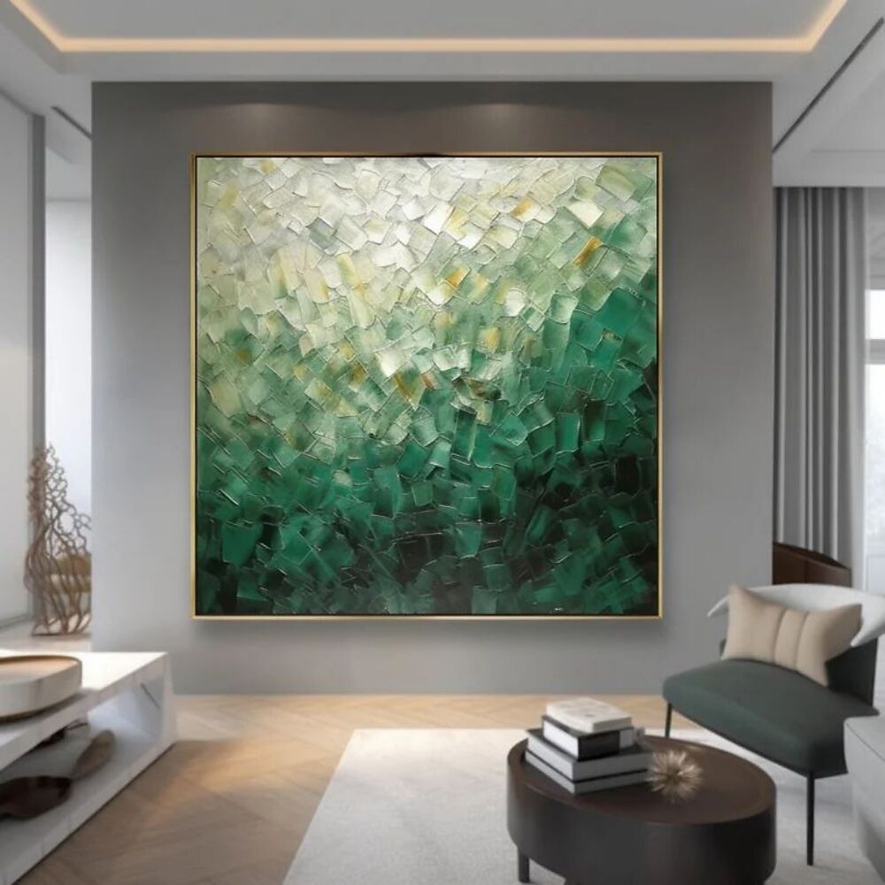Emerald Mosaic Textured Painting