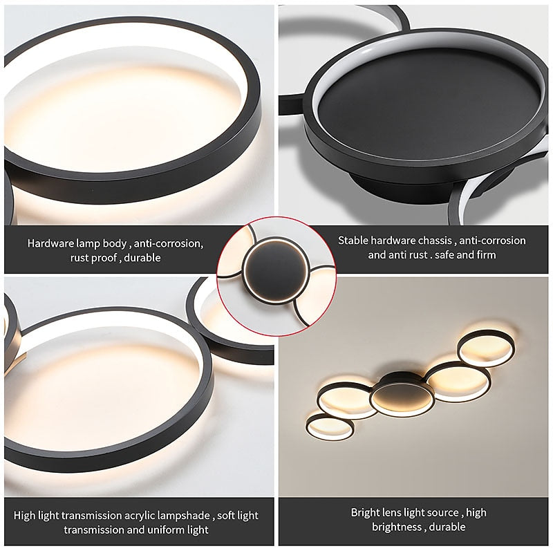 Modern Metal Ring-Cluster Ceiling Light