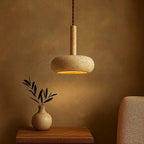 Wabi-Sabi Travertin-Scheiben-Pendelleuchte