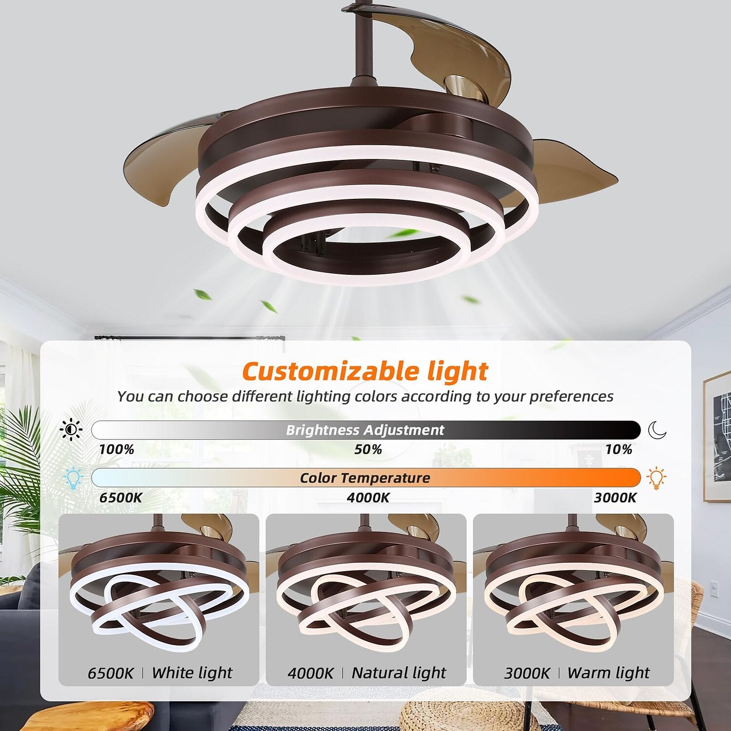 Modern Metal Ring-Fan Ceiling Fan Light