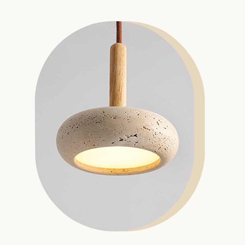 Wabi-Sabi Travertine Disc Pendant Light