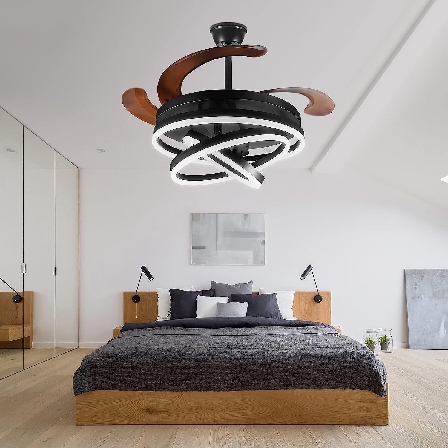 Modern Metal Ring-Fan Ceiling Fan Light