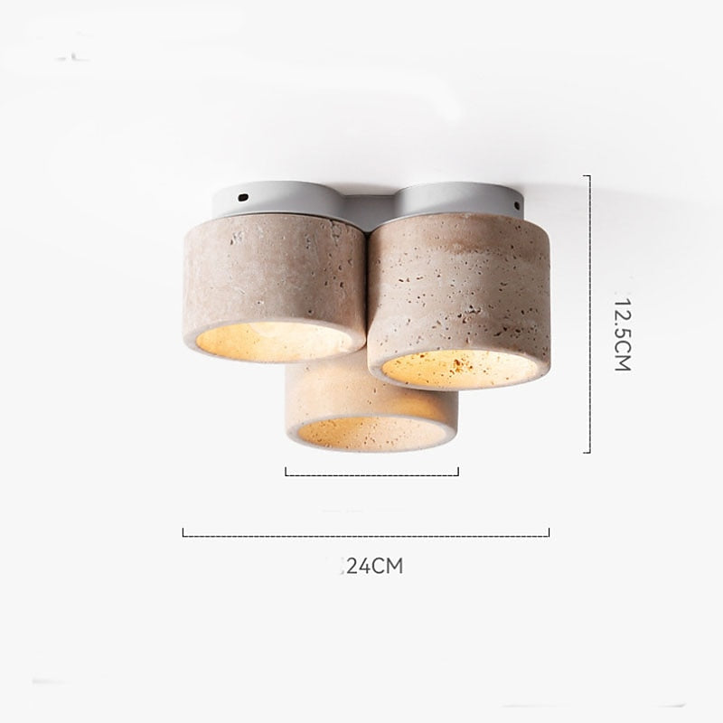Wabi-Sabi Travertine Drum Ceiling Light