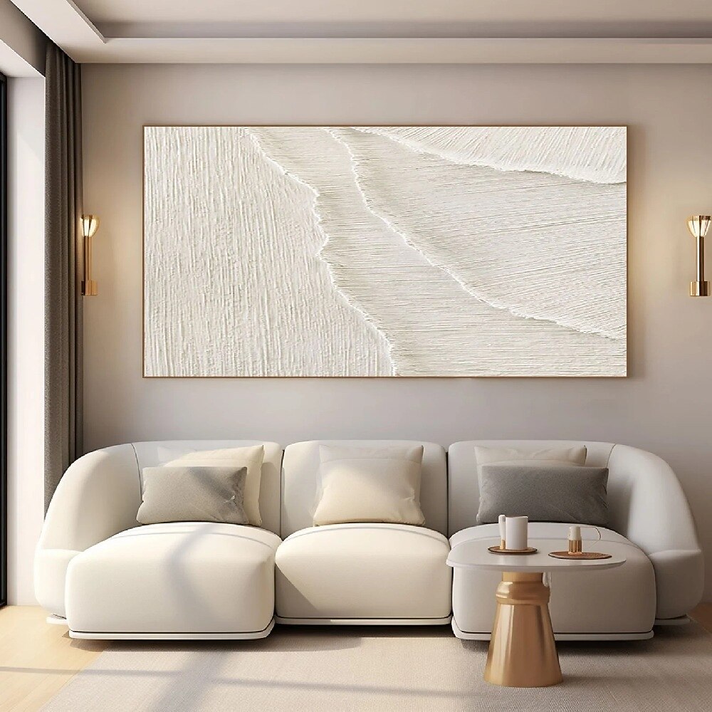 Ivory Textured Geometric Painting