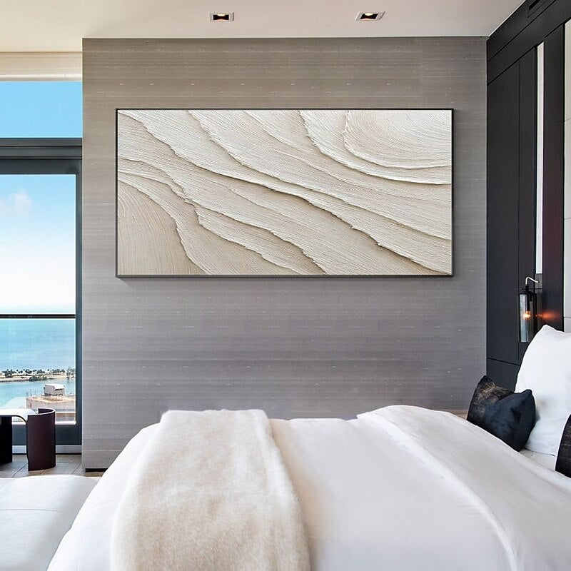 White Layered Wave Abstract Painting