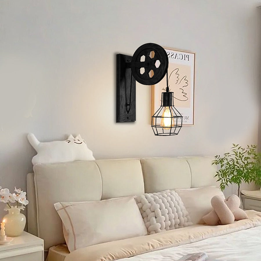 Modern Metal Pulley-Lantern Wall Light