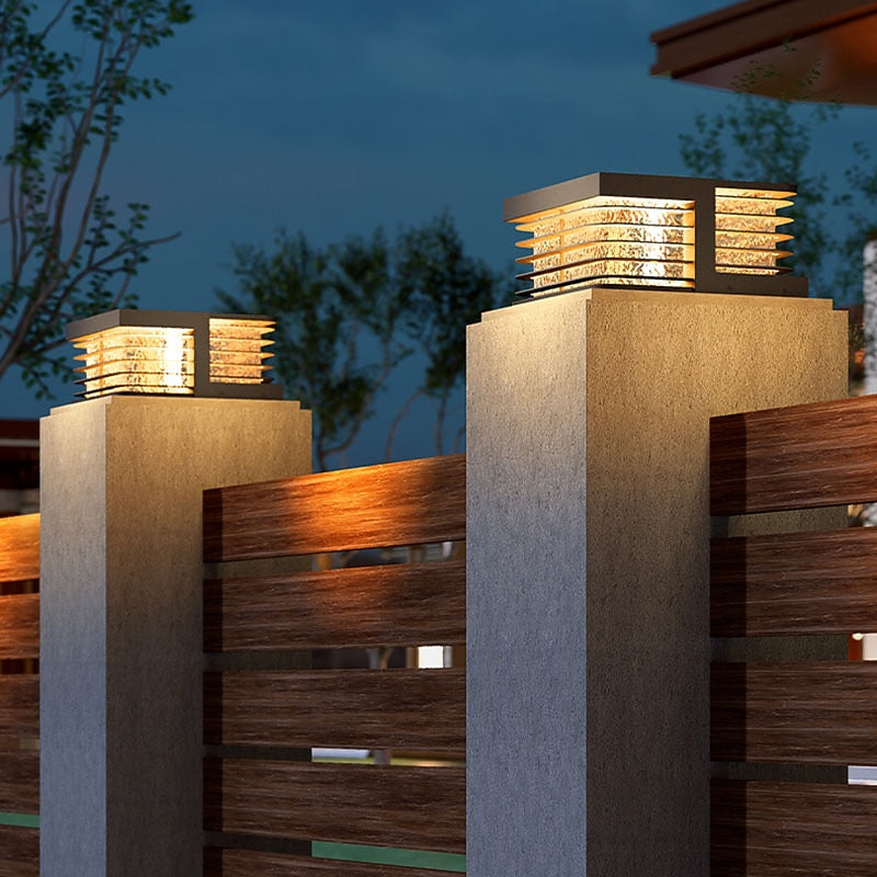 Modern Metal Square Post Light