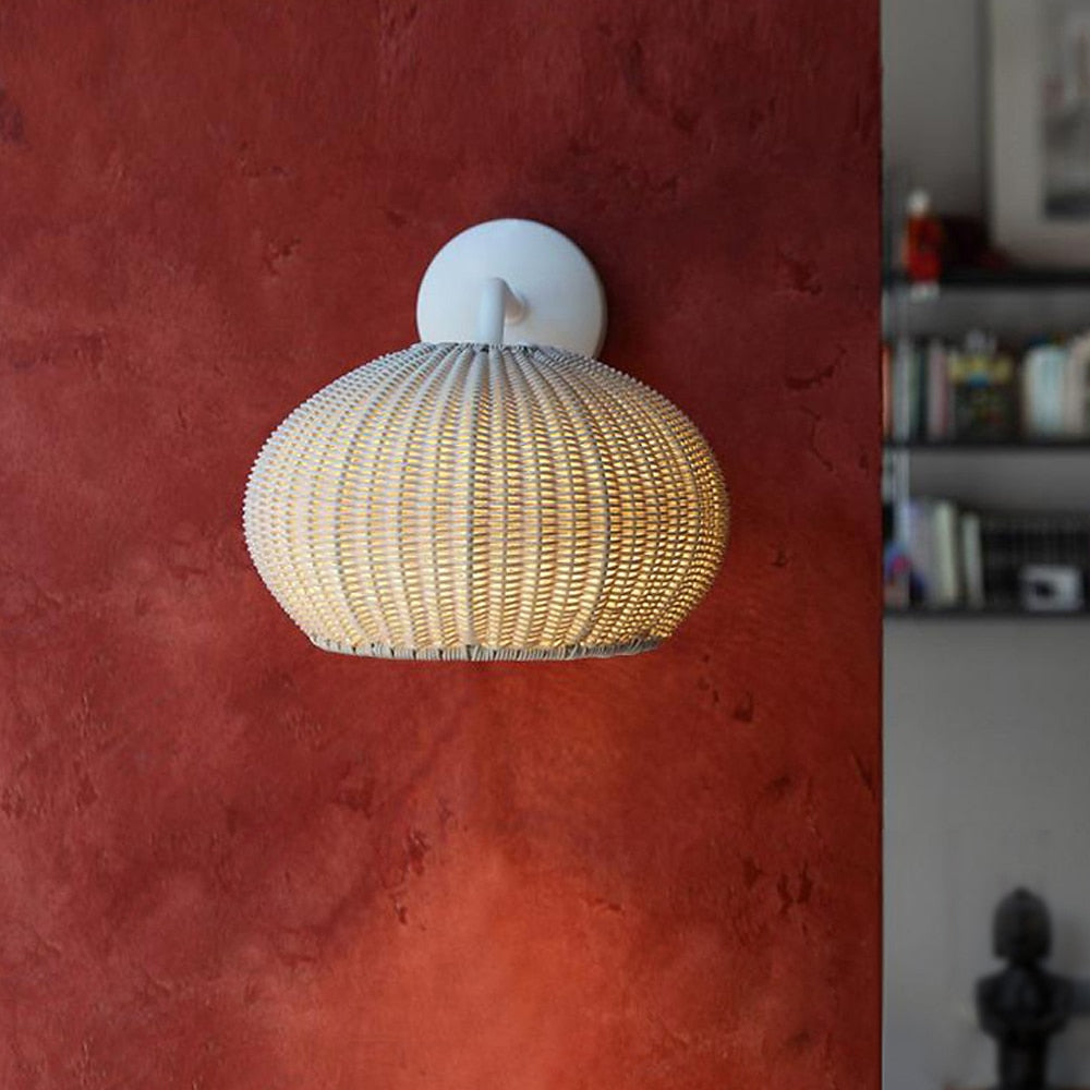 Boho Rattan Dome Wall Light