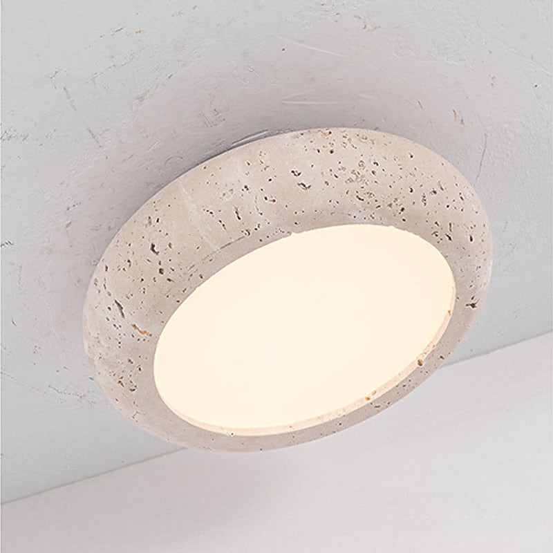 Wabi-Sabi Travertine Drum Ceiling Light