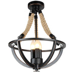 Vintage Metal Globe-Cage Pendant Light
