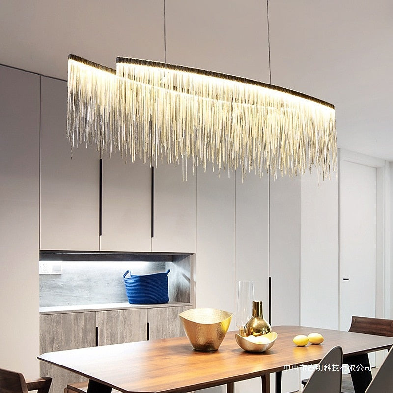 Glam Metal Linear Pendant Light