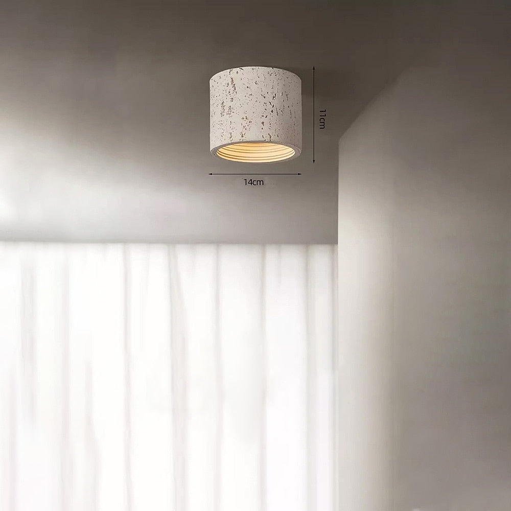 Wabi-Sabi Travertine Cylinder Ceiling Light