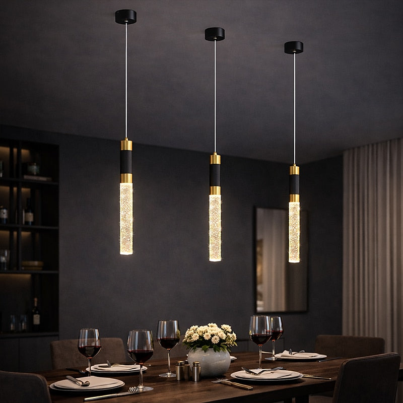 Modern Crystal Cylinder Pendant Light