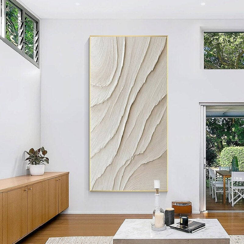 White Layered Wave Abstract Painting