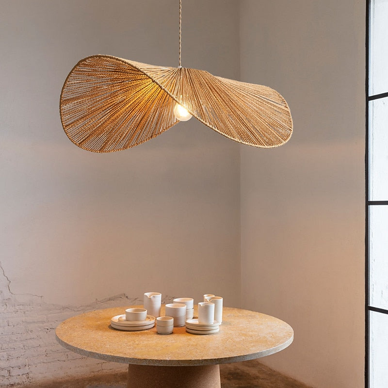 Rustic Rope Leaf Pendant Light