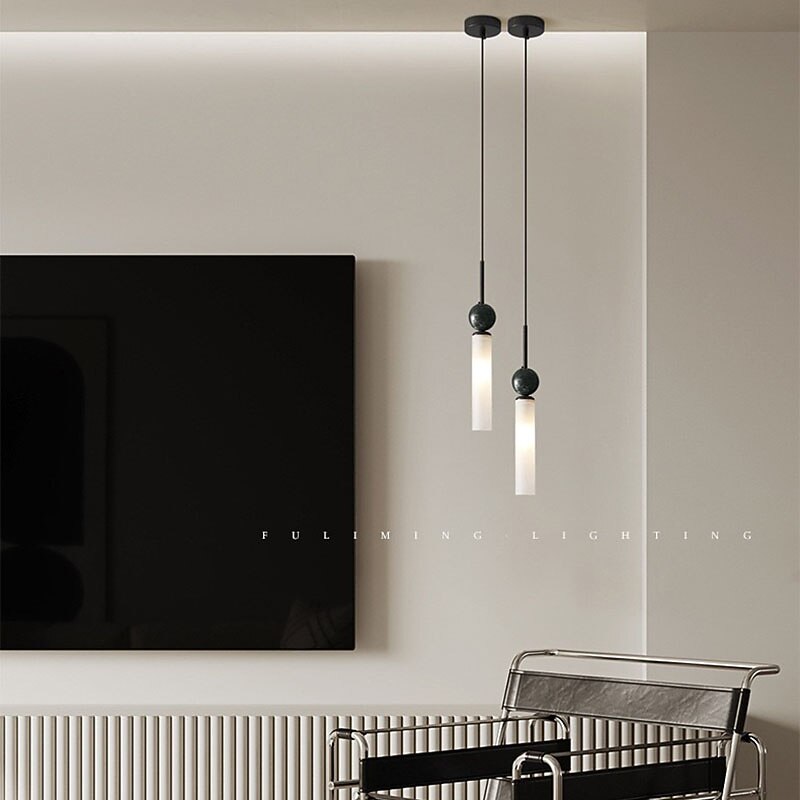 Modern Marble Cylinder Pendant Light