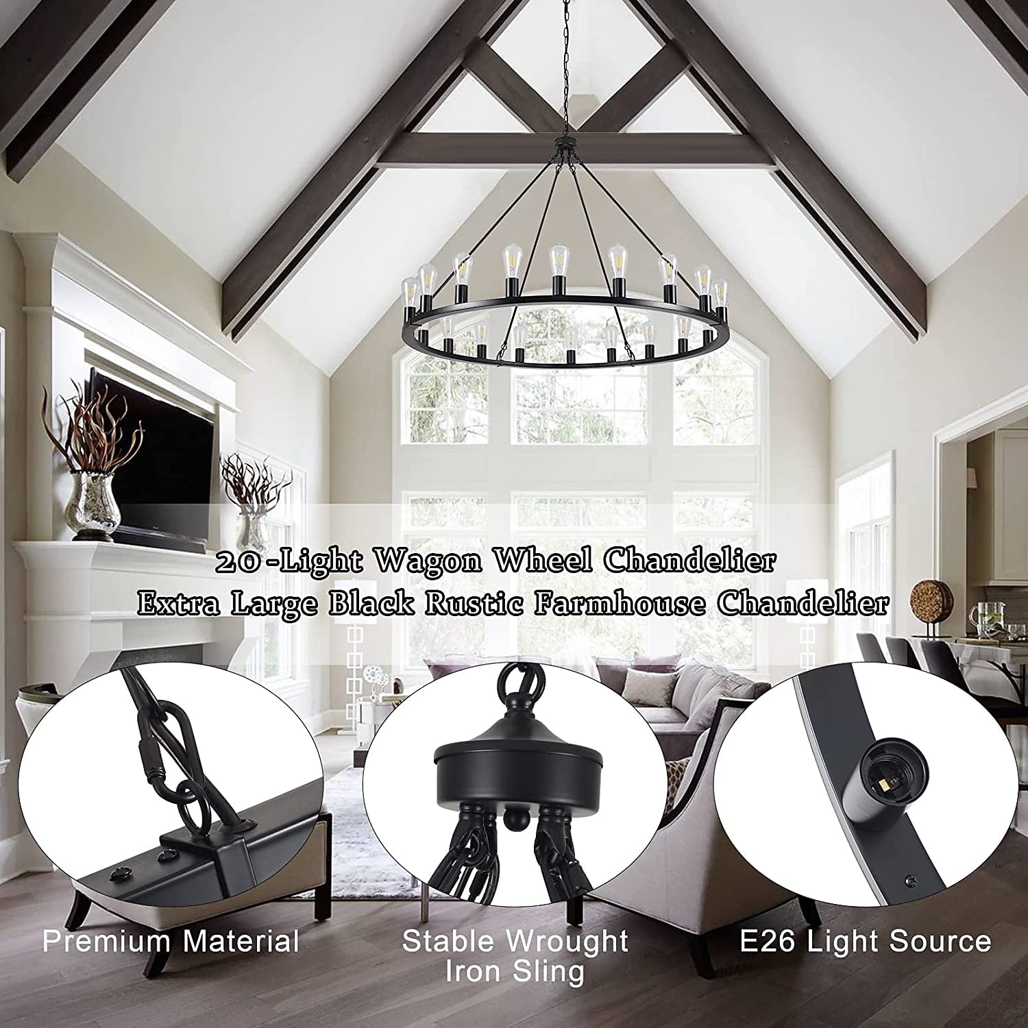 Industrial Metal Wagon-Wheel Chandelier