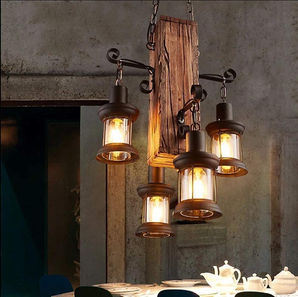 Industrial Glass Cluster-Lantern Pendant Light