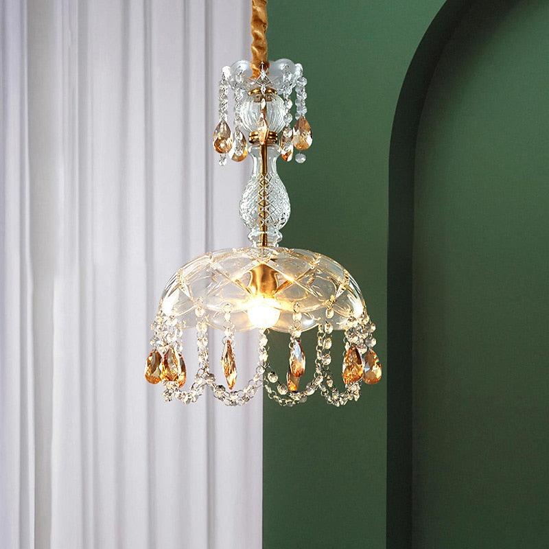 Vintage Crystal Teardrop Pendant Light