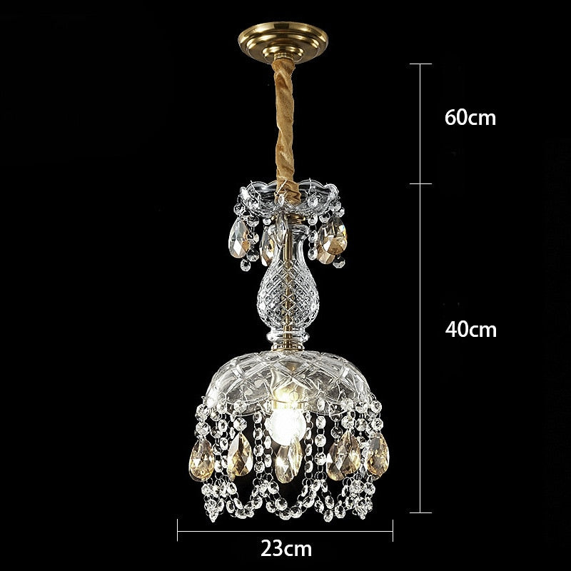 Vintage Crystal Teardrop Pendant Light