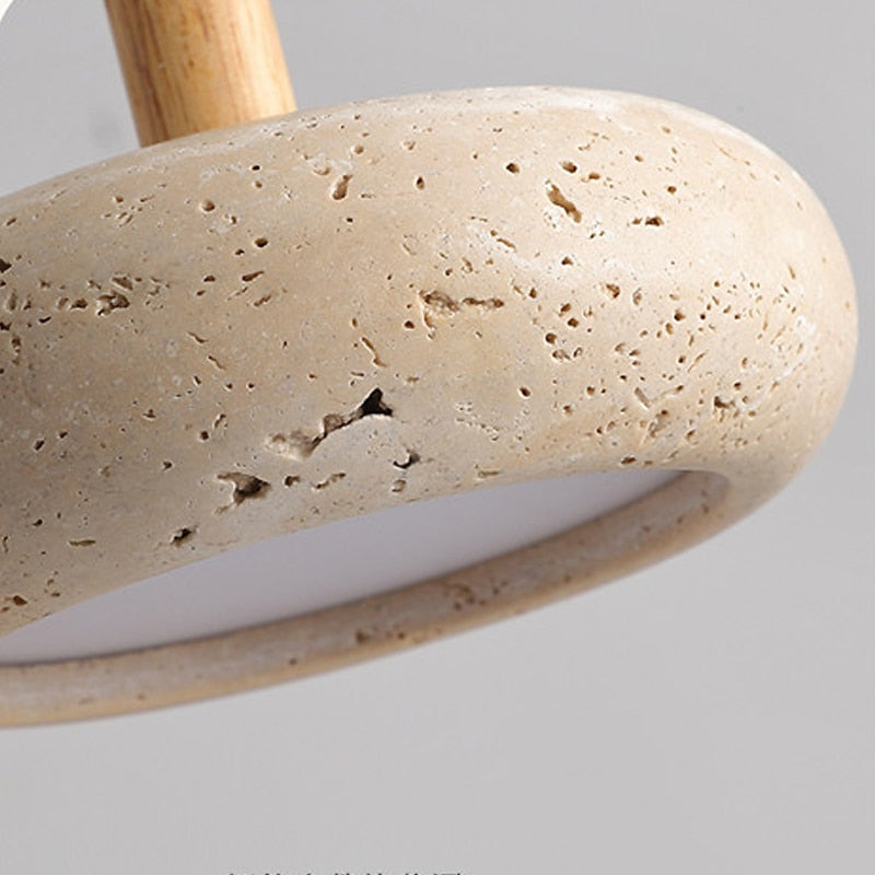 Wabi-Sabi Travertine Disc Pendant Light