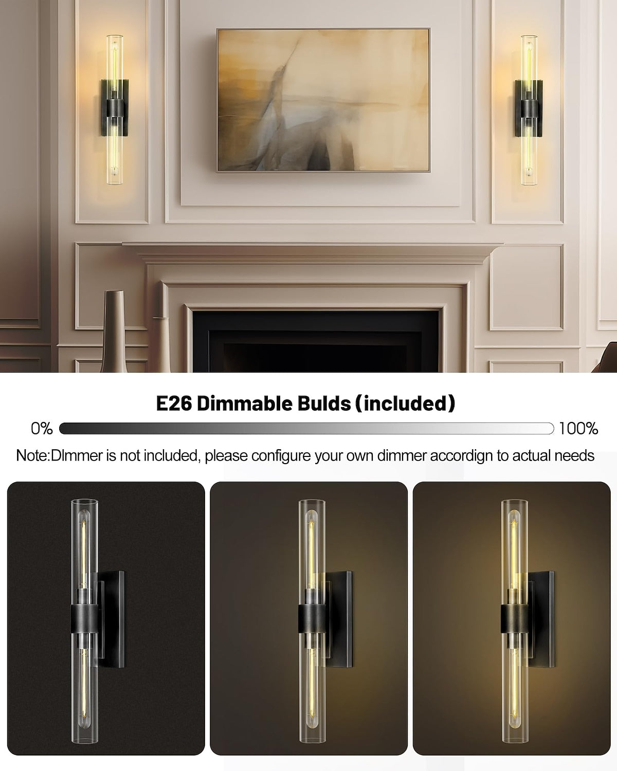 Modern Glass Cylinder Vanity Light